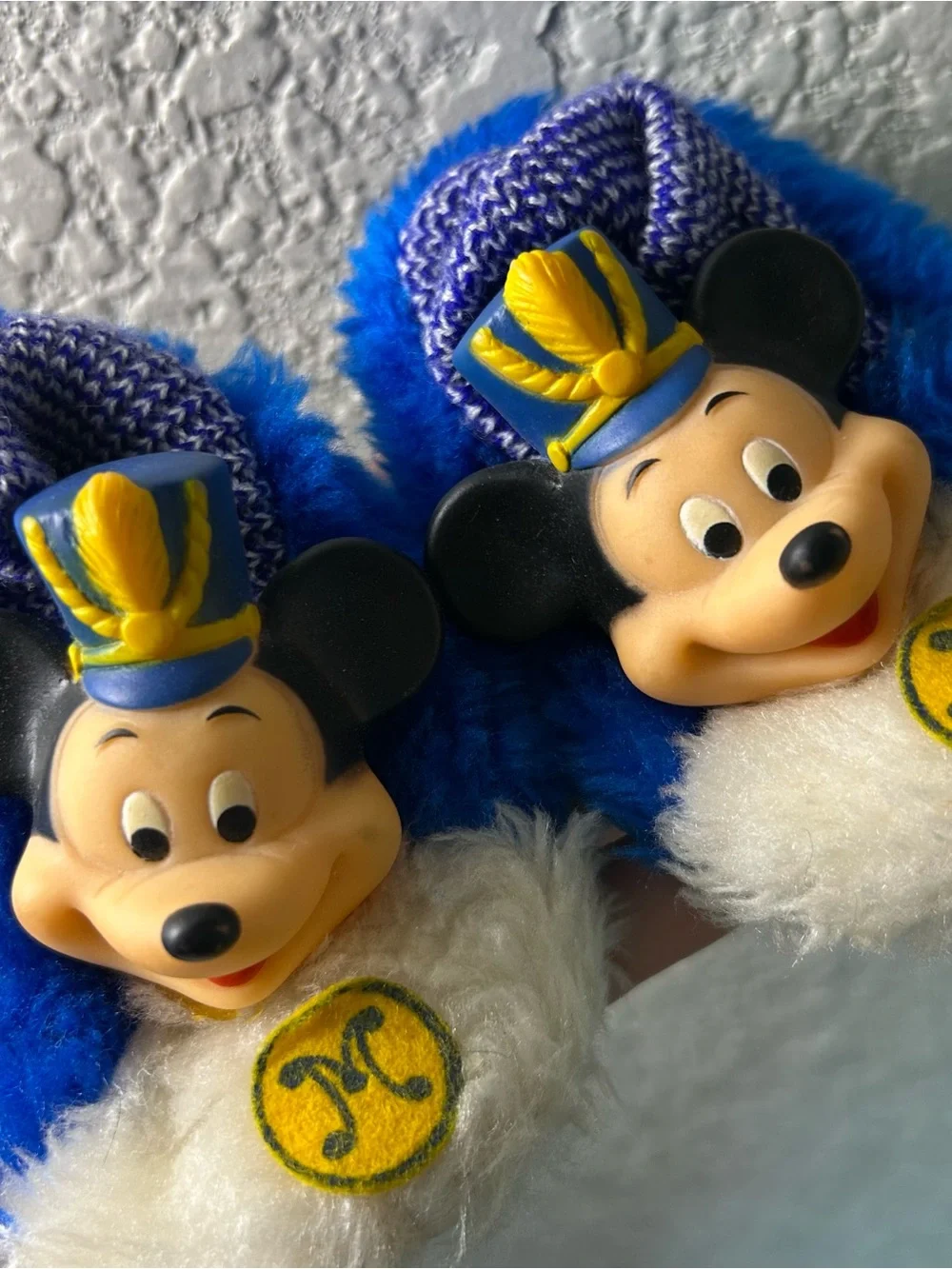 Vintage Disney Mickey Mouse Club Toddler Size 4 Faux Fur Slip-On Slippers